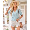 image:imageArachampCloz Womens Lightweight Summer Short Sleeve Sweater Top Shirt BlouseAzlight Blue