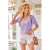 image:imageArachampCloz Womens Lightweight Summer Short Sleeve Sweater Top Shirt BlouseAzlight Purple