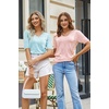 image:imageArachampCloz Womens Lightweight Summer Short Sleeve Sweater Top Shirt BlouseAzpink