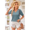 image:imageArachampCloz Womens Lightweight Summer Short Sleeve Sweater Top Shirt BlouseBgrey Blue