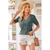 image:imageArachampCloz Womens Lightweight Summer Short Sleeve Sweater Top Shirt BlouseGrey Green