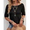 image:imageArachampCloz Womens Linen Blend Crochet Tops Summer Casual Outfits SweaterBlack