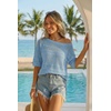 image:imageArachampCloz Womens Linen Blend Crochet Tops Summer Casual Outfits SweaterBlue