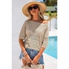image:imageArachampCloz Womens Linen Blend Crochet Tops Summer Casual Outfits SweaterKhaki
