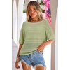 image:imageArachampCloz Womens Linen Blend Crochet Tops Summer Casual Outfits SweaterLight Green