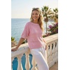 image:imageArachampCloz Womens Linen Blend Crochet Tops Summer Casual Outfits SweaterPink