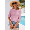 image:imageArachampCloz Womens Linen Blend Crochet Tops Summer Casual Outfits SweaterPink