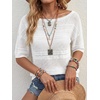 image:imageArachampCloz Womens Linen Blend Crochet Tops Summer Casual Outfits SweaterWhite