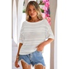 image:imageArachampCloz Womens Linen Blend Crochet Tops Summer Casual Outfits SweaterWhite