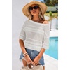 image:imageArachampCloz Womens Linen Blend Crochet Tops Summer Casual Outfits SweaterWhite