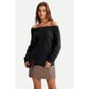image:imageArachampCloz Womens Long Sleeve Faux Fur Off Shoulder Fuzzy Fall SweaterBlack