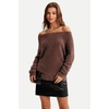image:imageArachampCloz Womens Long Sleeve Faux Fur Off Shoulder Fuzzy Fall SweaterCoffee