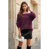 image:imageArachampCloz Womens Long Sleeve Faux Fur Off Shoulder Fuzzy Fall SweaterDark Red