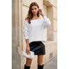 image:imageArachampCloz Womens Long Sleeve Faux Fur Off Shoulder Fuzzy Fall SweaterWhite