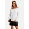 image:imageArachampCloz Womens Long Sleeve Faux Fur Off Shoulder Fuzzy Fall SweaterWhite