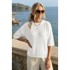 image:imageArachampCloz Womens Oversized 34 Sleeve Crochet Tops Summer Casual SweaterBeige
