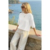 image:imageArachampCloz Womens Oversized 34 Sleeve Crochet Tops Summer Casual SweaterBeige