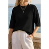 image:imageArachampCloz Womens Oversized 34 Sleeve Crochet Tops Summer Casual SweaterBlack