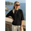 image:imageArachampCloz Womens Oversized 34 Sleeve Crochet Tops Summer Casual SweaterBlack