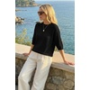 image:imageArachampCloz Womens Oversized 34 Sleeve Crochet Tops Summer Casual SweaterBlack