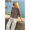 image:imageArachampCloz Womens Oversized 34 Sleeve Crochet Tops Summer Casual SweaterCoffee