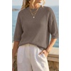 image:imageArachampCloz Womens Oversized 34 Sleeve Crochet Tops Summer Casual SweaterCoffee