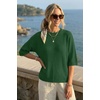 image:imageArachampCloz Womens Oversized 34 Sleeve Crochet Tops Summer Casual SweaterGreen
