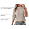 image:imageArachampCloz Womens Oversized 34 Sleeve Crochet Tops Summer Casual SweaterGrey