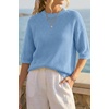 image:imageArachampCloz Womens Oversized 34 Sleeve Crochet Tops Summer Casual SweaterLight Blue