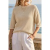 image:imageArachampCloz Womens Oversized 34 Sleeve Crochet Tops Summer Casual SweaterLight Khaki