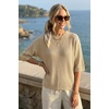 image:imageArachampCloz Womens Oversized 34 Sleeve Crochet Tops Summer Casual SweaterLight Khaki