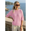 image:imageArachampCloz Womens Oversized 34 Sleeve Crochet Tops Summer Casual SweaterLight Pink