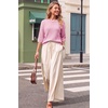 image:imageArachampCloz Womens Oversized 34 Sleeve Crochet Tops Summer Casual SweaterLight Pink