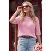 image:imageArachampCloz Womens Oversized 34 Sleeve Crochet Tops Summer Casual SweaterLight Pink