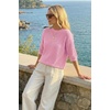 image:imageArachampCloz Womens Oversized 34 Sleeve Crochet Tops Summer Casual SweaterLight Pink