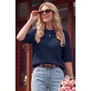 image:imageArachampCloz Womens Oversized 34 Sleeve Crochet Tops Summer Casual SweaterNavy