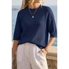 image:imageArachampCloz Womens Oversized 34 Sleeve Crochet Tops Summer Casual SweaterNavy