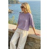 image:imageArachampCloz Womens Oversized 34 Sleeve Crochet Tops Summer Casual SweaterPurple