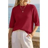 image:imageArachampCloz Womens Oversized 34 Sleeve Crochet Tops Summer Casual SweaterRed