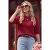 image:imageArachampCloz Womens Oversized 34 Sleeve Crochet Tops Summer Casual SweaterRed
