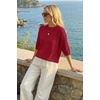 image:imageArachampCloz Womens Oversized 34 Sleeve Crochet Tops Summer Casual SweaterRed