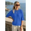 image:imageArachampCloz Womens Oversized 34 Sleeve Crochet Tops Summer Casual SweaterRoyal Blue