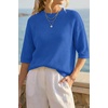 image:imageArachampCloz Womens Oversized 34 Sleeve Crochet Tops Summer Casual SweaterRoyal Blue