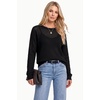 image:imageArachampCloz Womens Oversized 34 Sleeve Crochet Tops Summer Casual SweaterZblack
