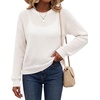 image:imageArachampCloz Womens Oversized 34 Sleeve Crochet Tops Summer Casual SweaterZwhite
