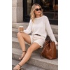 image:imageArachampCloz Womens Oversized 34 Sleeve Crochet Tops Summer Casual SweaterZwhite