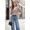image:imageArachampCloz Womens Polo Striped Long Sleeve Casual Sweaters Breathable TopsBrown