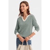 image:imageArachampCloz Womens Polo Striped Long Sleeve Casual Sweaters Breathable TopsGreen