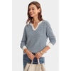 image:imageArachampCloz Womens Polo Striped Long Sleeve Casual Sweaters Breathable TopsNavy
