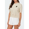 image:imageArachampCloz Womens Puff Short Sleeve Shirts 2025 Summer Crew Neck Sequin Cute Crop Tops Trendy Casual PulloverApricot